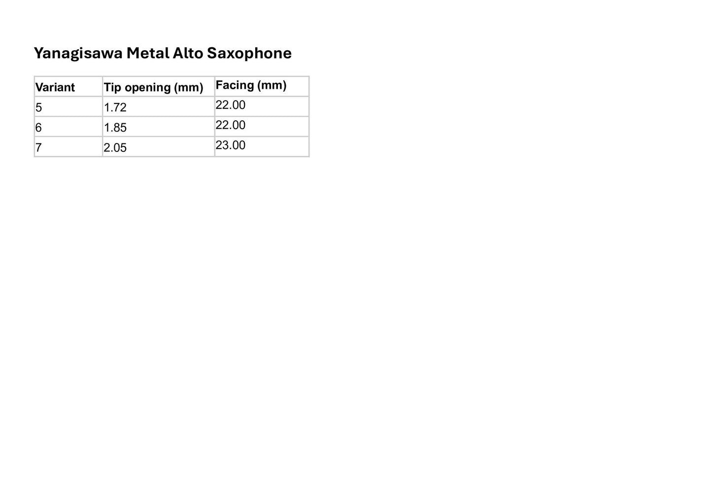 Yanagisawa Metal Alto Saxophone Mouthpiece