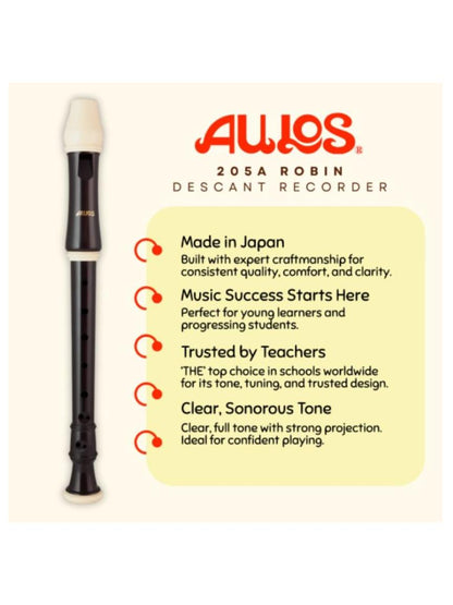 Aulos Descant 205A Robin Recorder